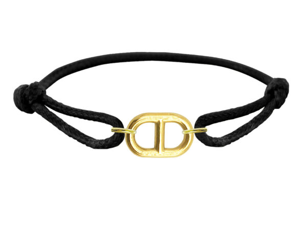 Bracelet ajustable décoré d'un pendentif MAILLE MARINE en acier inoxydable doré