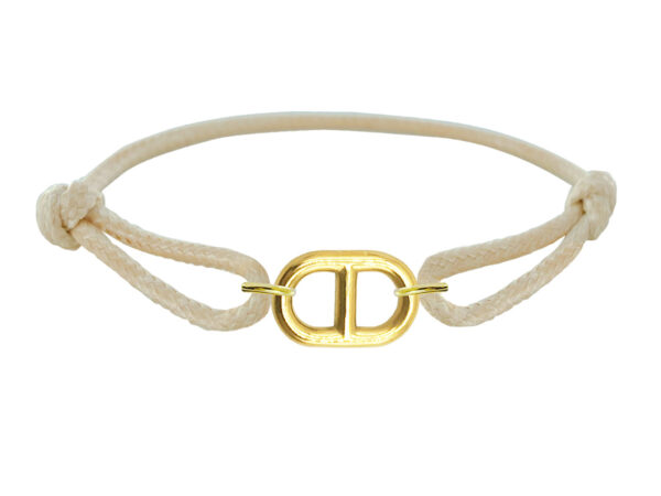 Bracelet ajustable décoré d'un pendentif MAILLE MARINE en acier inoxydable doré