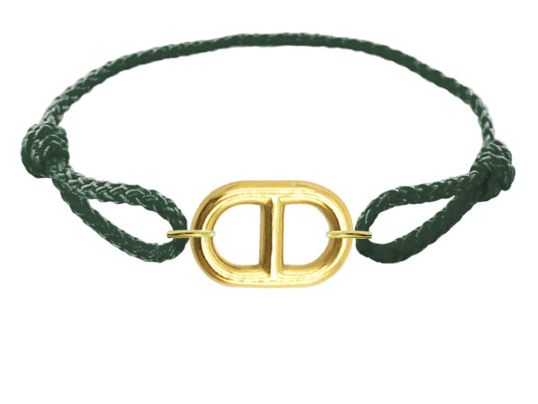 Bracelet ajustable en paracorde décoré d'un pendentif MAILLE MARINE en acier inoxydable doré