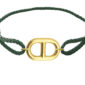Bracelet ajustable en paracorde décoré d'un pendentif MAILLE MARINE en acier inoxydable doré