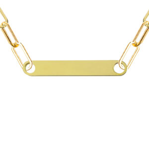 Chaine maille XL acier doré| Longueur : 60 cm, Taille maille : 6MM avec une Plaque gourmette doré
