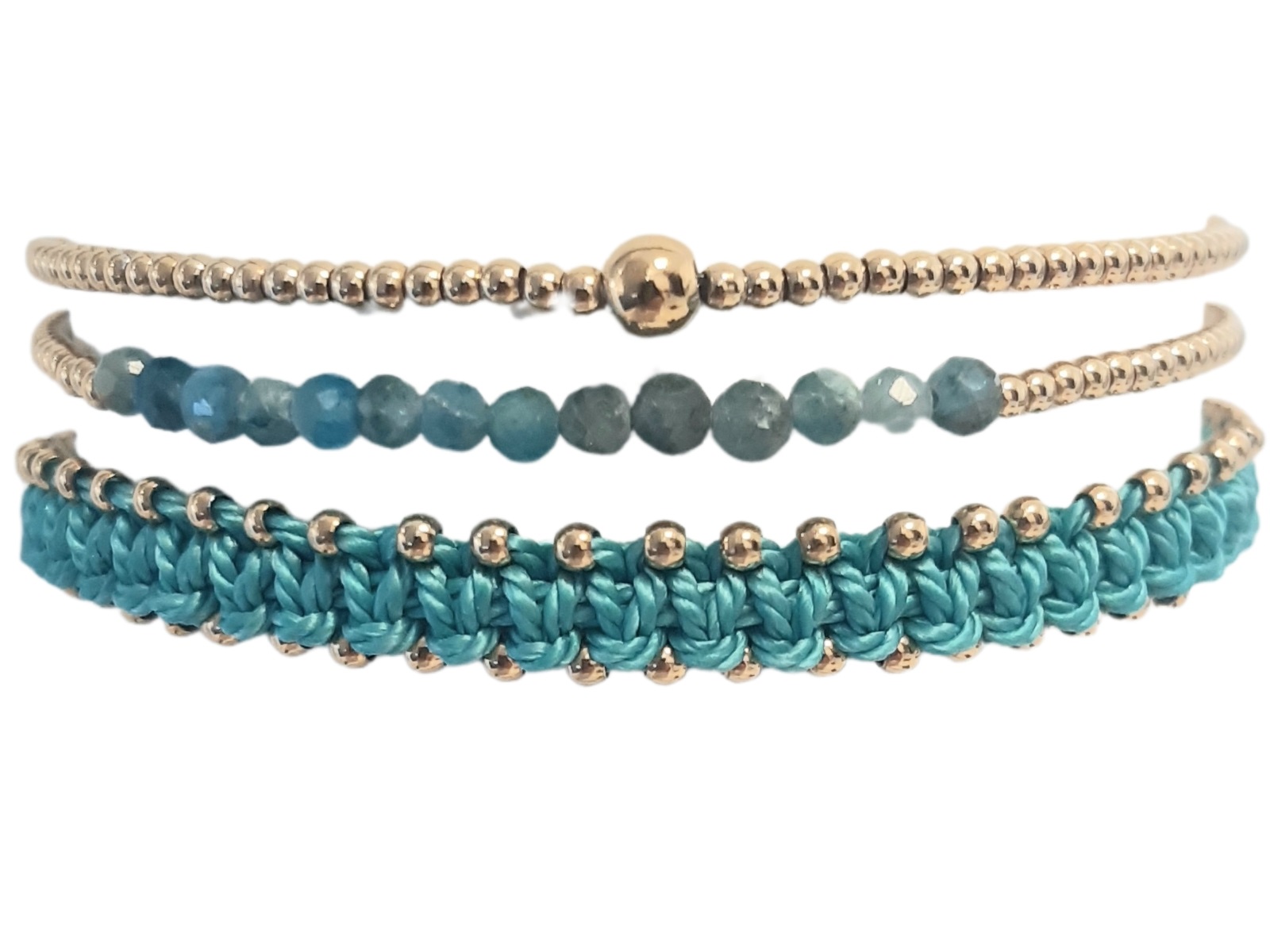 Composition de 3 bracelets "TURQUOISE" perles naturelles Apatite