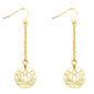 Boucles d'oreilles chaine acier 25mm agrémentées de pendentifs lotus en acier doré