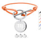 Bracelet cordon ajustable orange avec fermoir T agrémenté d'une pampille signe astrologique en acier inoxydable argenté
