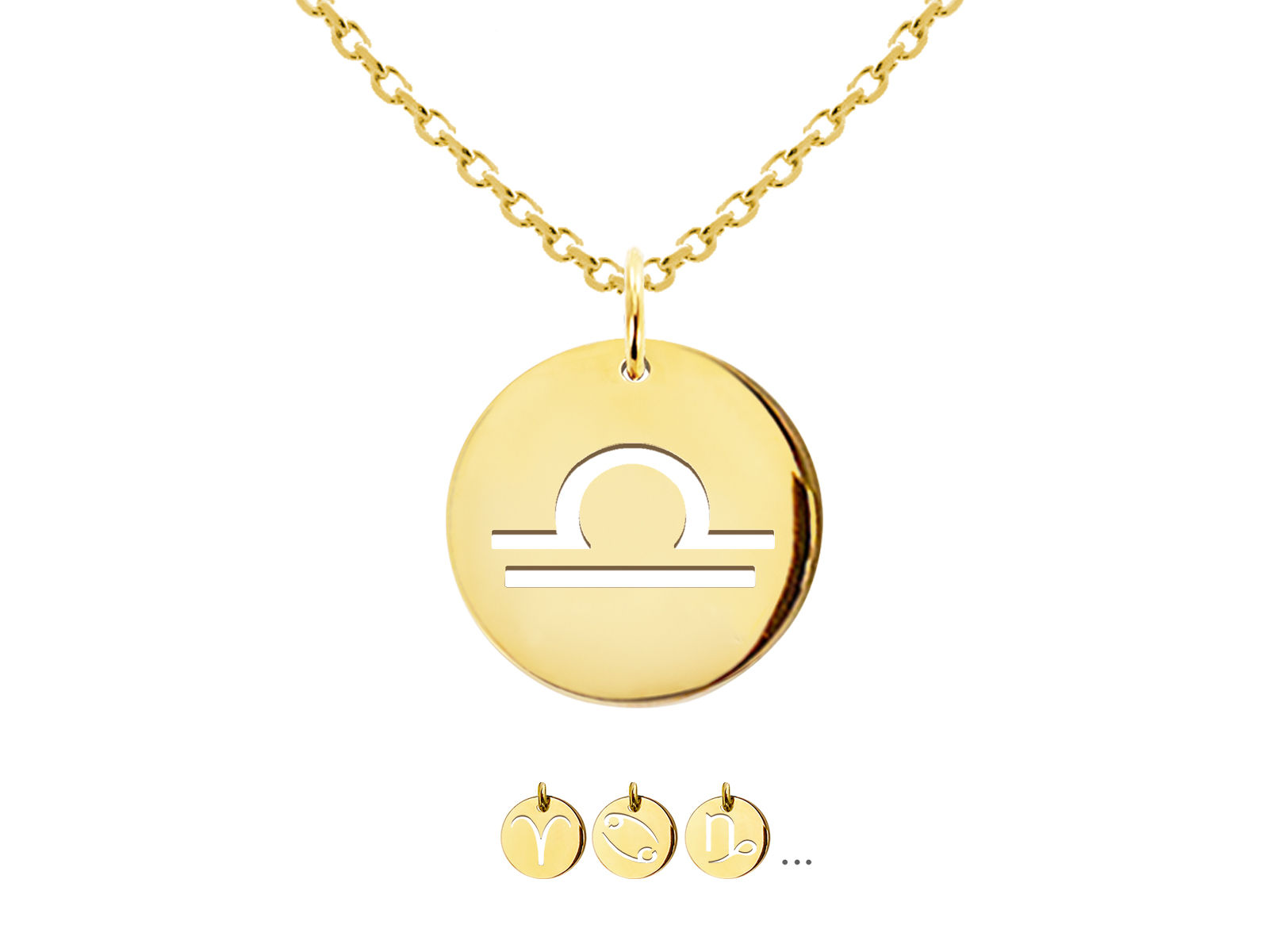 Collier décoré d'un pendentif signe astrologique en acier inoxydable doré