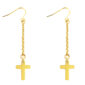 Boucles d'oreilles pendantes décorées de pampilles croix (14mm) en acier inoxydable doré