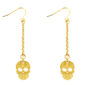 Boucles d'oreilles pendantes décorées de pampilles tête de mort (14mm) en acier inoxydable doré