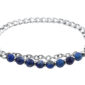Chaîne de cheville perles naturelles (Lapis Lazuli) et maille gourmette en acier inoxydable argenté - Longueur: 25cm