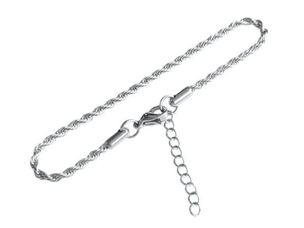 Bracelet maille corde en acier inoxydable argenté