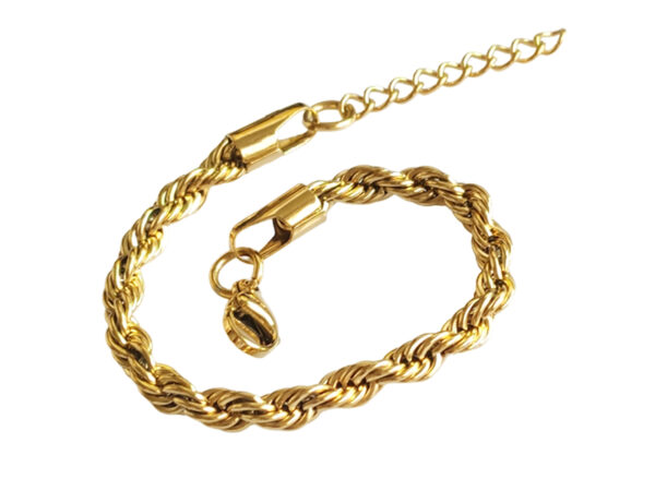 Bracelet maille corde en acier inoxydable doré