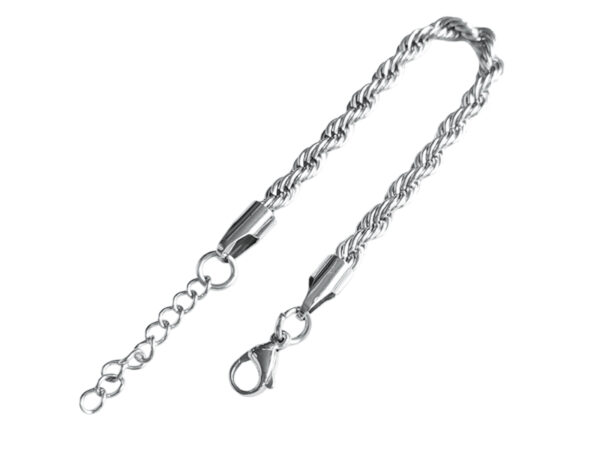 Bracelet maille corde en acier inoxydable argenté