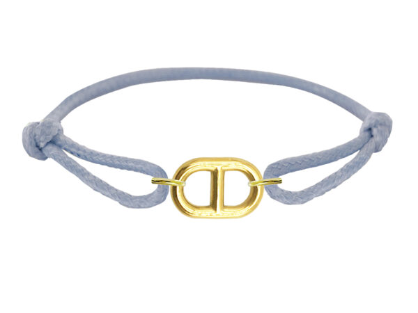 Bracelet ajustable décoré d'un pendentif maille marine (11mm) en acier inoxydable doré