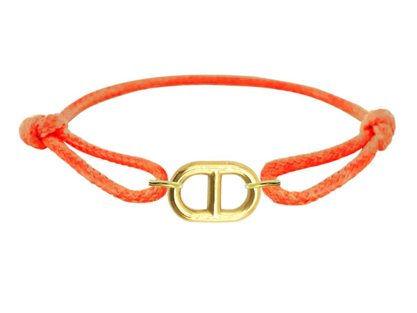 Bracelet ajustable décoré d'un pendentif maille marine (11mm) en acier inoxydable doré
