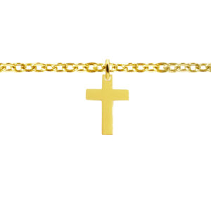Chaîne de cheville agrémentée d'une pampille croix en acier inoxydable doré