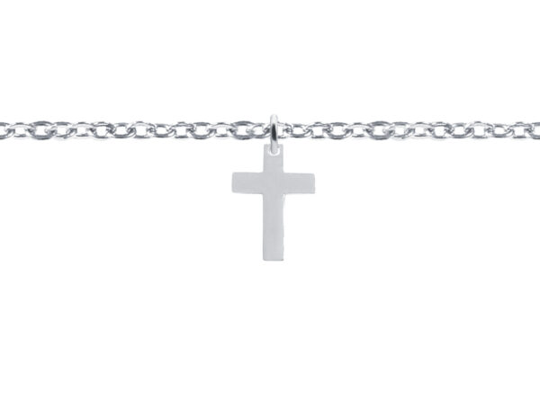 Bracelet chaînette agrémenté d'une pampille croix en acier inoxydable argenté