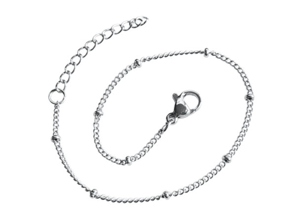 Bracelet chaîne boule en acier inoxydable argenté