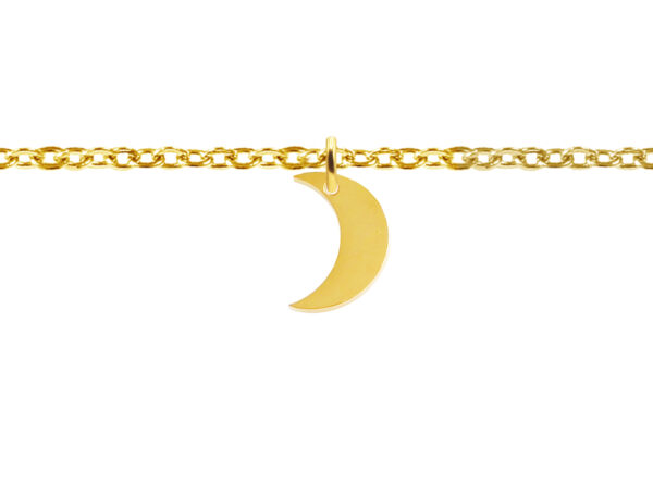 Bracelet chaînette agrémenté d'une pampille lune en acier inoxydable doré