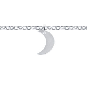 Bracelet chaînette agrémenté d'une pampille lune en acier inoxydable argenté