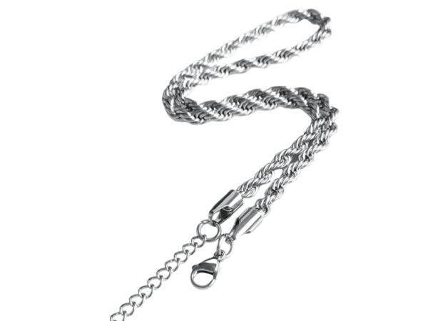 Collier maille corde en acier inoxydable argenté