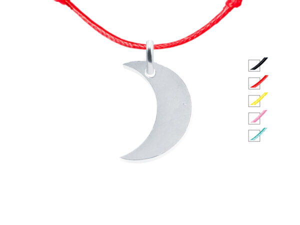 Collier cordon ajustable décoré d'un pendentif lune en acier inoxydable argenté