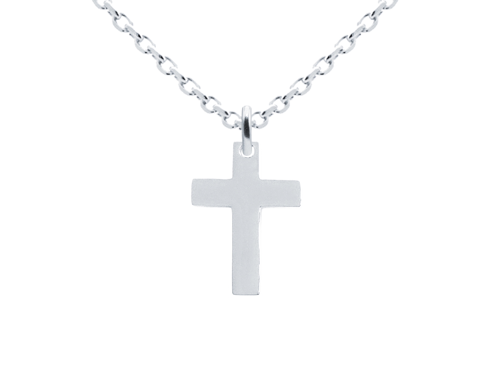 Collier orné d'un pendentif croix (14mm) en acier inoxydable argenté