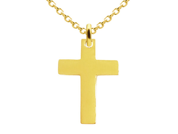 Collier homme orné d'un pendentif croix (25mm) en acier inoxydable doré