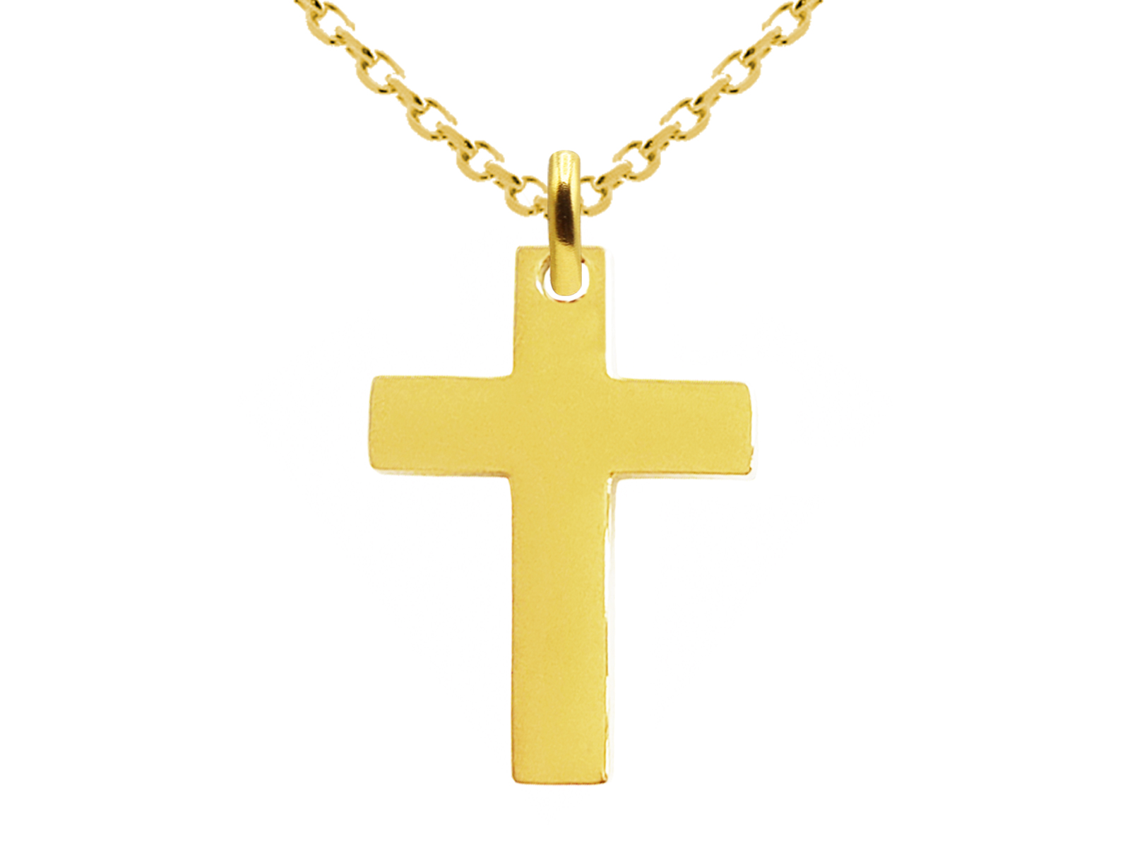 Collier homme orné d'un pendentif croix (25mm) en acier inoxydable doré
