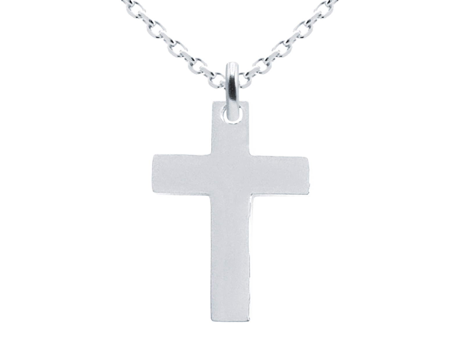 Collier orné d'un pendentif croix (25mm) en acier inoxydable argenté