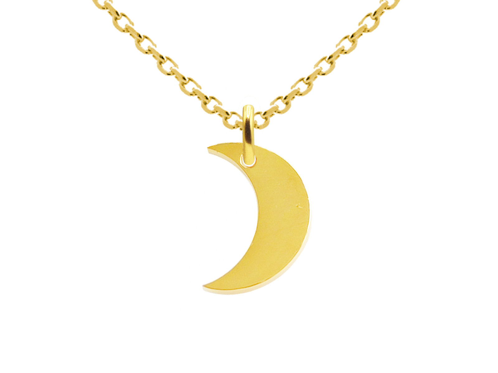 Collier orné d'un pendentif lune en acier inoxydable doré