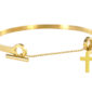 Jonc chaînette T décoré d'une pampille croix (14mm) en acier inoxydable doré
