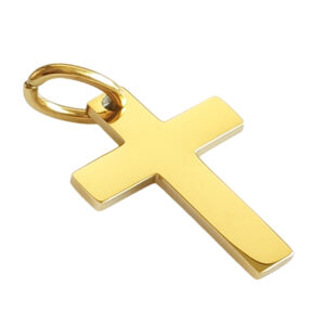 Pendentif croix à personnaliser en acier inoxydable doré - 25mm