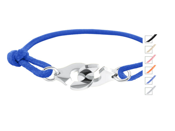 Bracelet cordon ajustable décoré d'une paire de menottes en acier inoxydable argenté