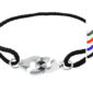 Bracelet ajustable en paracorde décoré d'une paire de menottes en acier inoxydable argenté