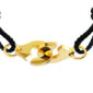 Collier ajustable en paracorde noire décoré d'une paire de menottes en acier inoxydable doré