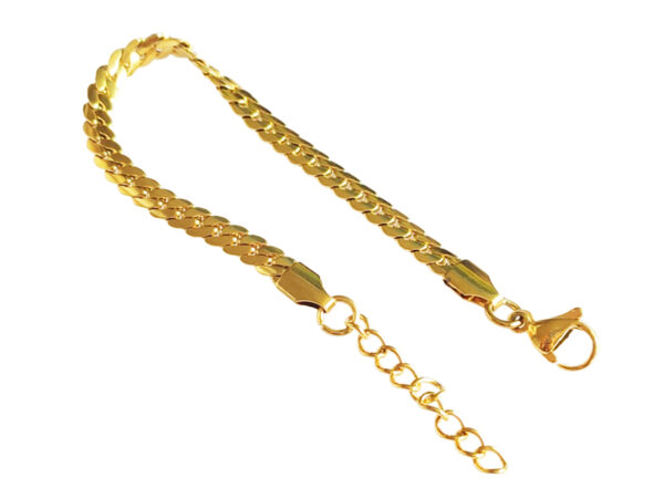 Bracelet maille anglaise en acier inoxydable doré - 4mm