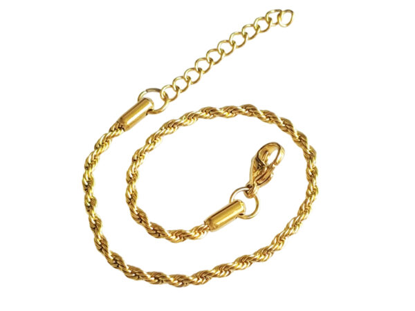Bracelet maille corde en acier inoxydable doré - 2mm