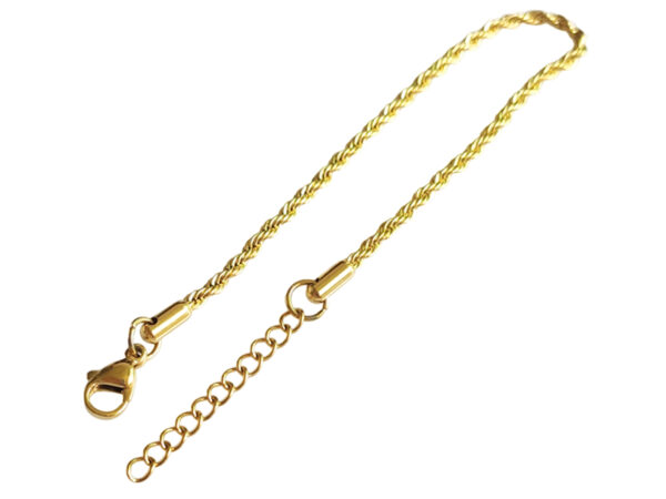 Bracelet maille corde en acier inoxydable doré - 2mm