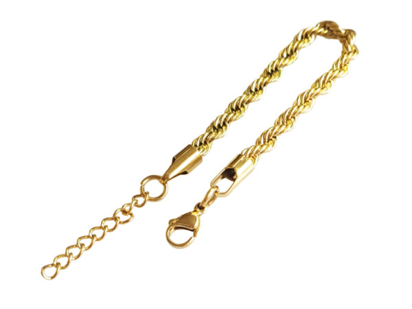 Bracelet maille corde en acier inoxydable doré - 5mm