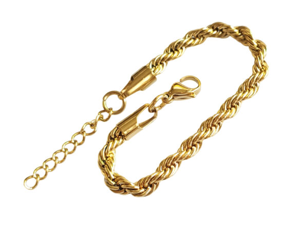 Bracelet maille corde en acier inoxydable doré - 5mm