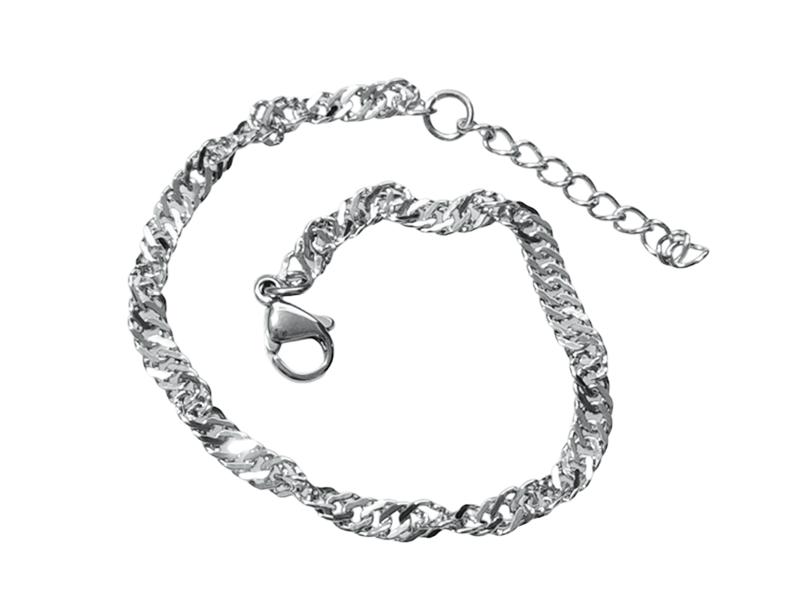 Bracelet maille Singapour en acier inoxydable argenté - 4mm