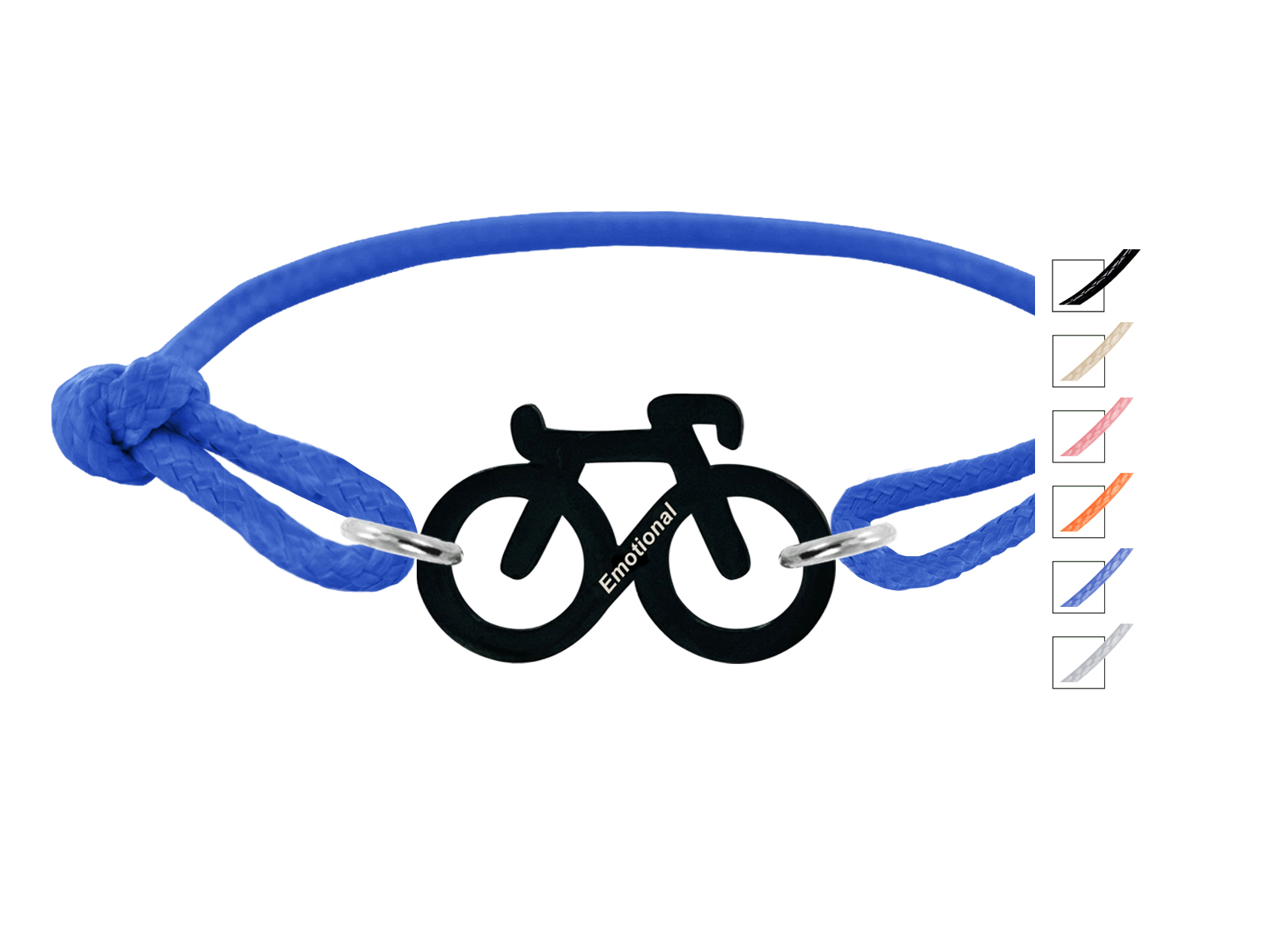 Bracelet ajustable décoré d'un pendentif "vélo" en acier inoxydable noir
