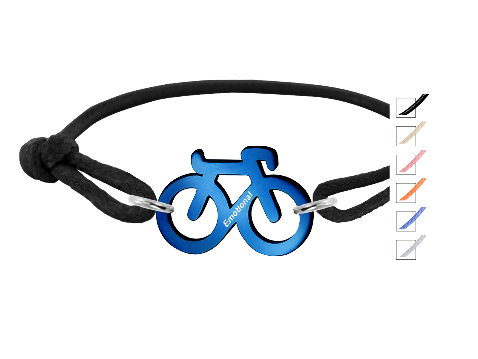 Bracelet ajustable décoré d'un pendentif "vélo" en acier inoxydable bleu