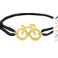 Bracelet ajustable décoré d'un pendentif "vélo" en acier inoxydable doré