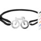 Bracelet ajustable décoré d'un pendentif "vélo" en acier inoxydable argenté
