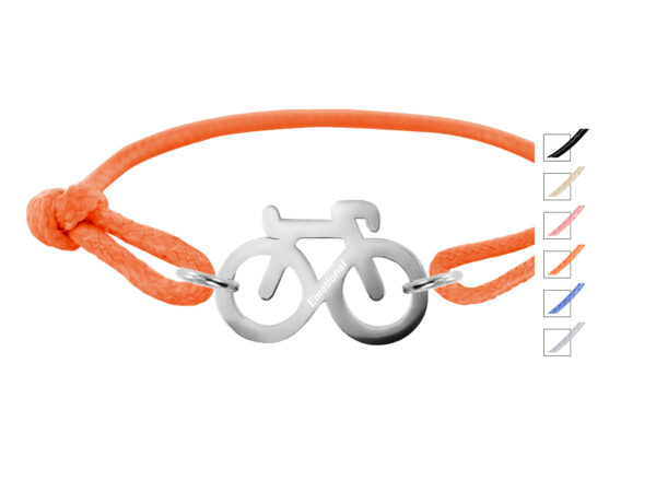 Bracelet ajustable décoré d'un pendentif "vélo" en acier inoxydable argenté
