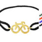 Bracelet ajustable en paracorde décoré d'un "vélo" en acier inoxydable doré