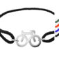 Bracelet ajustable en paracorde décoré d'un "vélo" en acier inoxydable argenté