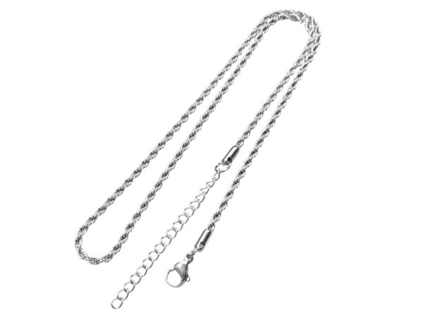 Collier maille corde en acier inoxydable argenté - 2mm