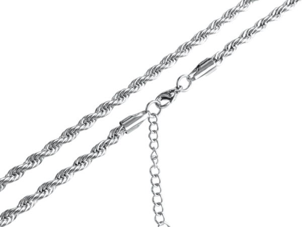 Collier maille corde en acier inoxydable argenté - 5mm
