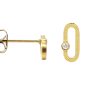 Boucles d'oreilles forme ovale avec oxydes de zirconium en acier inoxydable doré